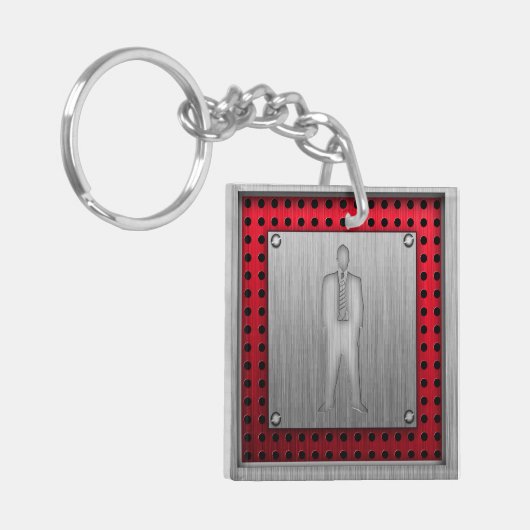 Zakelijke set met geborsteld metaal sleutelhanger (Voorkant Links)