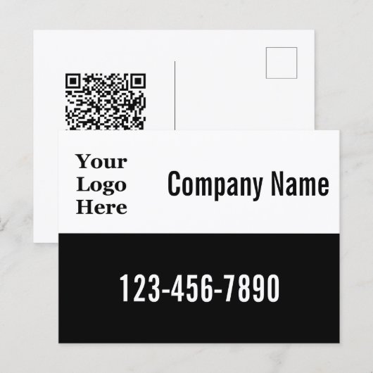 Zakelijke sjabloon QR-code en uw logo hier Briefkaart (Voorkant / Achterkant)