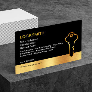 Zakelijke slotenmaker gouden huissleutel visitekaa visitekaartje
