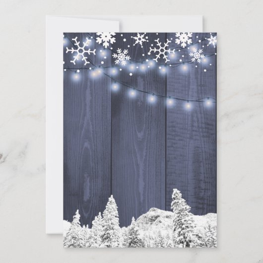 Zakelijke sneeuwvlokken rustieke vakantie partij kaart (Achterkant)
