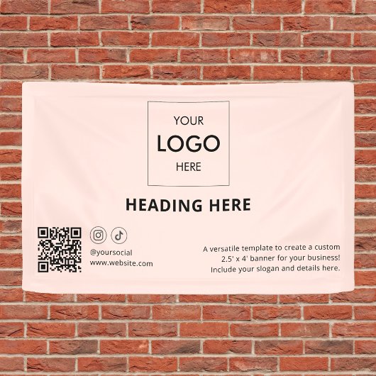 Zakelijke sociale media QR-code Adverteren Blush Spandoek
