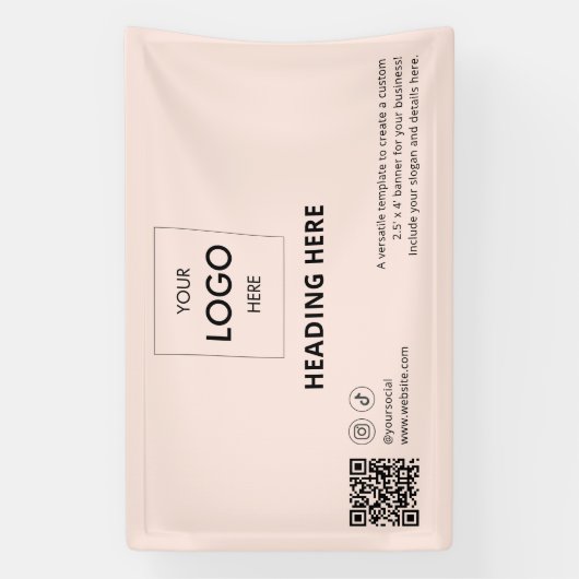 Zakelijke sociale media QR-code Adverteren Blush Spandoek (Verticaal)