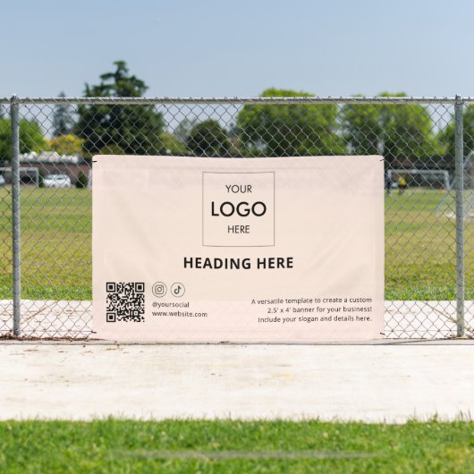 Zakelijke sociale media QR-code Adverteren Blush Spandoek (Insitu)