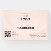 Zakelijke sociale media QR-code Adverteren Blush Spandoek (Horizontaal)