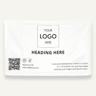 Zakelijke sociale media QR-code Adverteren Wit Spandoek