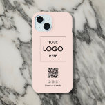 Zakelijke sociale media QR-code Blush iPhone 15 Case<br><div class="desc">Verhoog uw zakelijke branding met onze aangepaste iPhone case! Ontworpen om uw merk te laten opvallen, is dit hoesje voorzien van uw logo prominent weergegeven. Onder de logo hebben we een handige QR-code toegevoegd voor eenvoudige toegang tot uw website of promoties. Bovendien is er ruimte voor drie sociale mediapictogrammen en...</div>