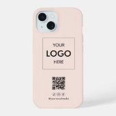 Zakelijke sociale media QR-code Blush iPhone 15 Case (Achterkant)