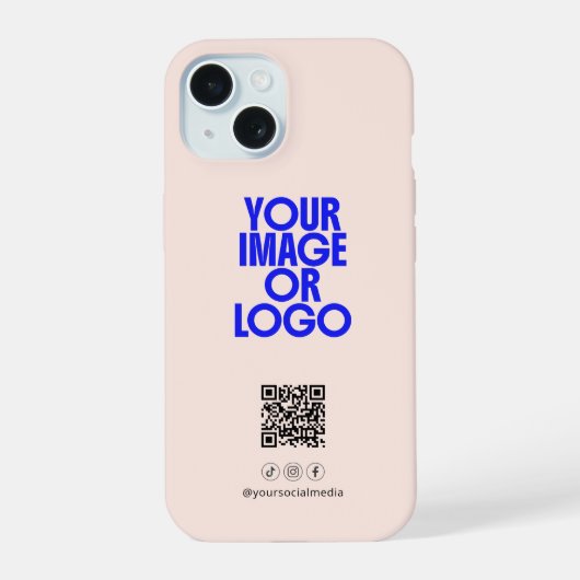 Zakelijke sociale media QR-code Blush iPhone 15 Case (Achterkant)
