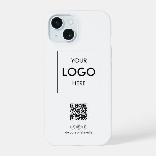 Zakelijke sociale media QR-code zwart iPhone 15 Case (Achterkant)