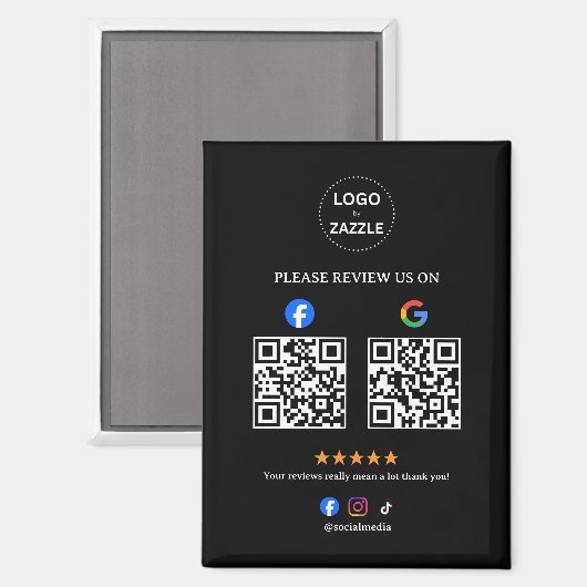 Zakelijke sociale recensie met Qr-code Magneet (Voorkant / Achterkant)