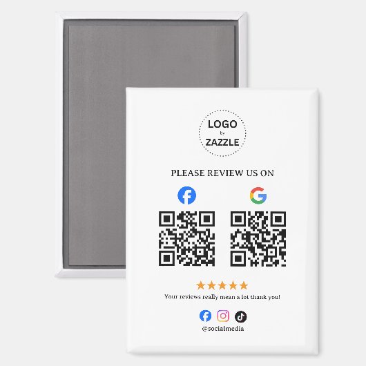 Zakelijke sociale recensie met Qr-code Magneet (Voorkant / Achterkant)