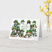 Zakelijke St Patrick's Day van de groep Funny Cats Kaart (Gele Bloem)