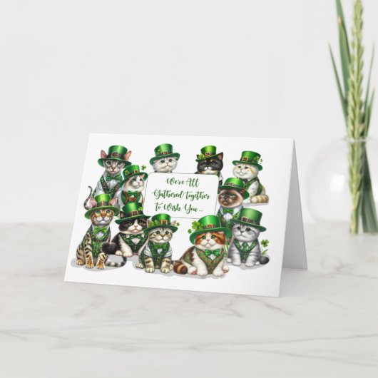 Zakelijke St Patrick's Day van de groep Funny Cats Kaart (Voorkant)