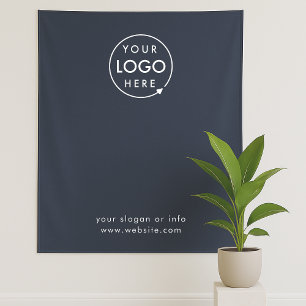 Zakelijke Step en Repeat Navy Blauwe Foto Achtergr Wandkleed