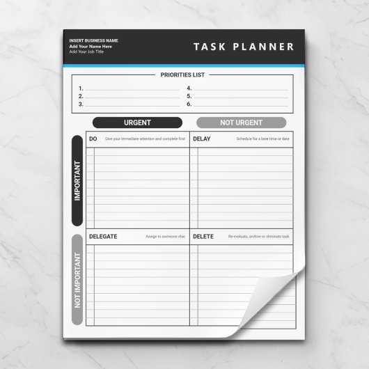 Zakelijke Taakplanner Prioriteit Matrix Notitieblo Notitieblok