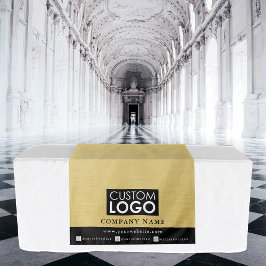 Zakelijke tafelrenner banner linnen logo geel wandkleed