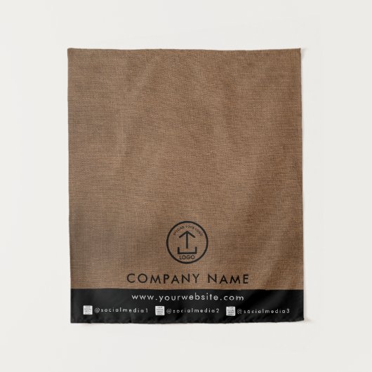 Zakelijke tafelrenner banner linnen logo social me wandkleed (Voorkant)