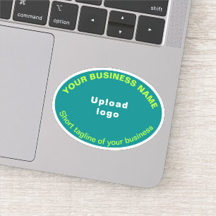 Zakelijke tagline op Blauwgroen groene ovale vorm Sticker