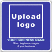 Zakelijke tagline op Blue Square Vinyl Sticker (Voorkant)