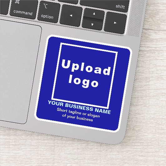 Zakelijke tagline op Blue Square Vinyl Sticker (Detail)