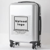 Zakelijke tagline op grijs groot vierkant vinyl sticker (Koffer)
