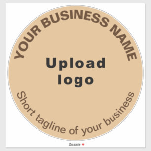 Zakelijke tagline op lichtbruin groot rond vinyl sticker