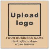 Zakelijke tagline op lichtbruin groot vierkant vin sticker (Voorkant)