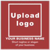 Zakelijke tagline op rood groot vierkant vinyl sticker (Voorkant)