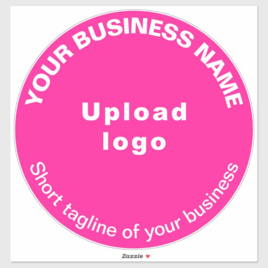 Zakelijke tagline op roze groot rond vinyl sticker (Vel)