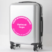 Zakelijke tagline op roze groot rond vinyl sticker (Koffer)