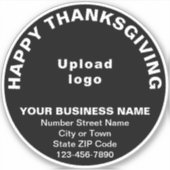 Zakelijke Thanksgiving begroeting, zwart rond viny Sticker (Voorkant)