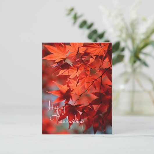 Zakelijke Thanksgiving Briefkaart / rode herfstbla (Staand voorkant)