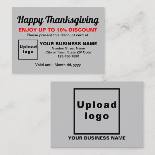 Zakelijke Thanksgiving Grijze Korting Kaart (Voorkant / Achterkant)