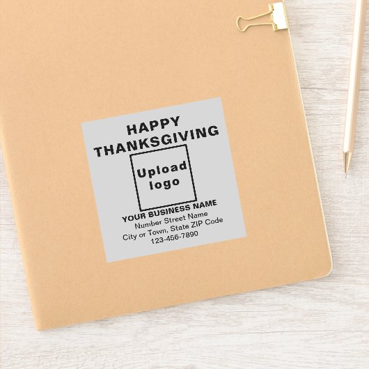 Zakelijke Thanksgiving Groet, Grijs Vierkant Vinyl Sticker (Notitieboek)