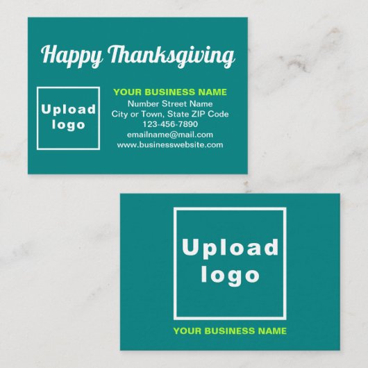 Zakelijke Thanksgiving Groet op Blauwgroen Groen Informatiekaartje (Voorkant / Achterkant)