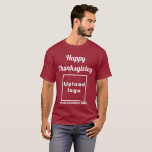 Zakelijke Thanksgiving-groet op bordeauxrode T-shi T-shirt