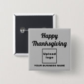 Zakelijke Thanksgiving Groet op Grey Square Vierkante Button 5,1 Cm (Voorkant /achterkant)