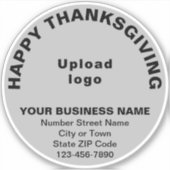 Zakelijke Thanksgiving Groet op Grijs Rond Vinyl Sticker (Voorkant)
