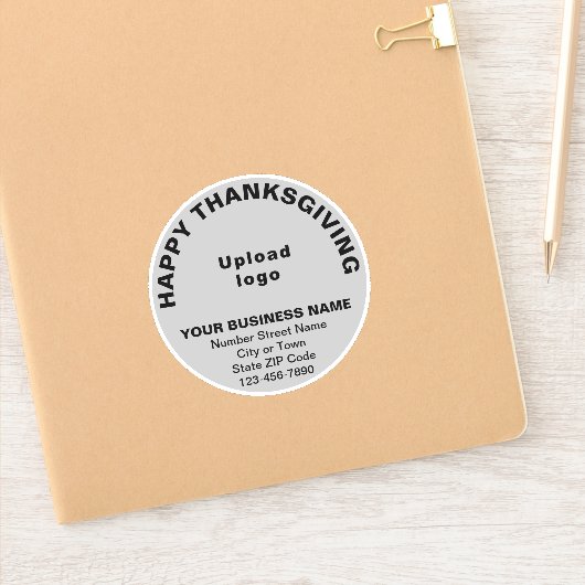 Zakelijke Thanksgiving Groet op Grijs Rond Vinyl Sticker (Notitieboek)