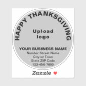 Zakelijke Thanksgiving Groet op Grijs Rond Vinyl Sticker (Vel)