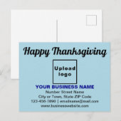 Zakelijke Thanksgiving Groet op Lichtblauw Briefkaart (Voorkant / Achterkant)
