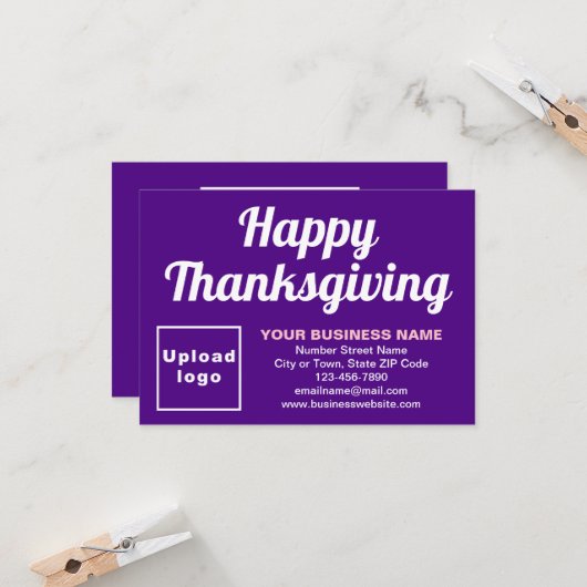 Zakelijke Thanksgiving Kleine Paarse Platte Groet Kaart (Voorkant / Achterkant in situ)