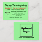 Zakelijke Thanksgiving Licht Groen Korting Kaart (Voorkant / Achterkant)