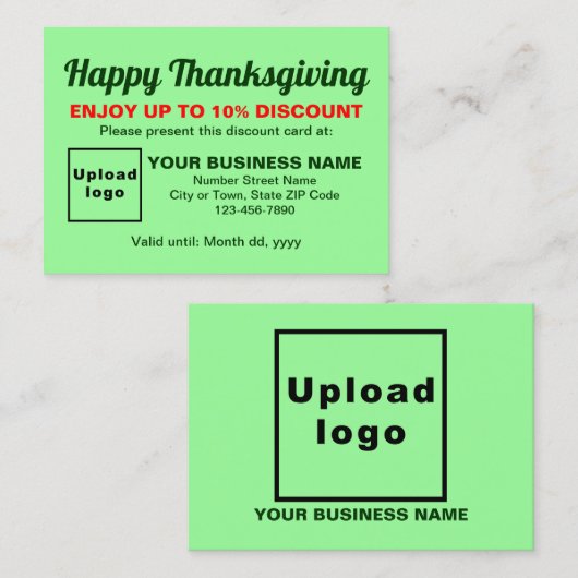 Zakelijke Thanksgiving Licht Groen Korting Kaart (Voorkant / Achterkant)