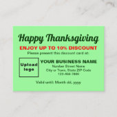 Zakelijke Thanksgiving Licht Groen Korting Kaart (Voorkant)