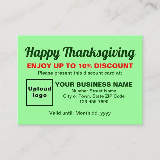 Zakelijke Thanksgiving Licht Groen Korting Kaart (Voorkant)