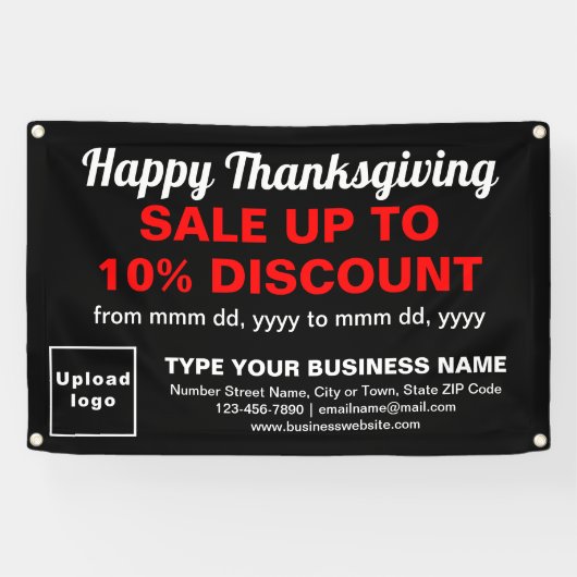 Zakelijke Thanksgiving Sale op Black Rectangle Spandoek (Horizontaal)