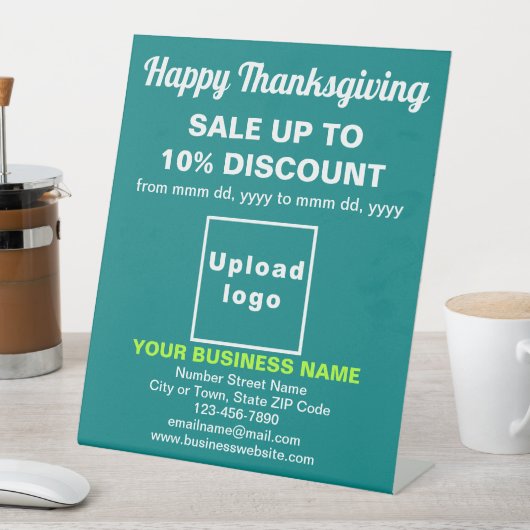 Zakelijke Thanksgiving Sale op Blauwgroen groen Reclamebord Met Voetstuk (Insitu)