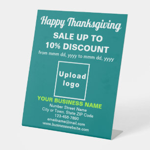 Zakelijke Thanksgiving Sale op Blauwgroen groen Reclamebord Met Voetstuk
