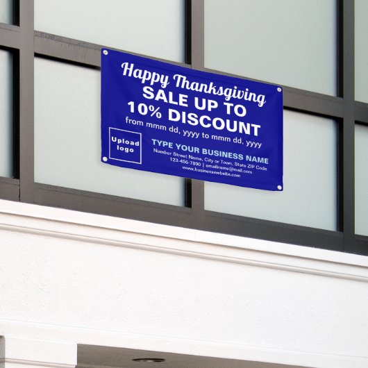 Zakelijke Thanksgiving Sale op Blue Rectangle Spandoek (Buitenkant Gebouw)